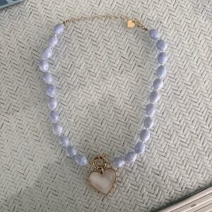 Elegant Lavender Beaded Necklace with Heart Pendant